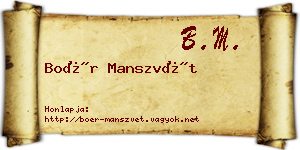 Boér Manszvét névjegykártya